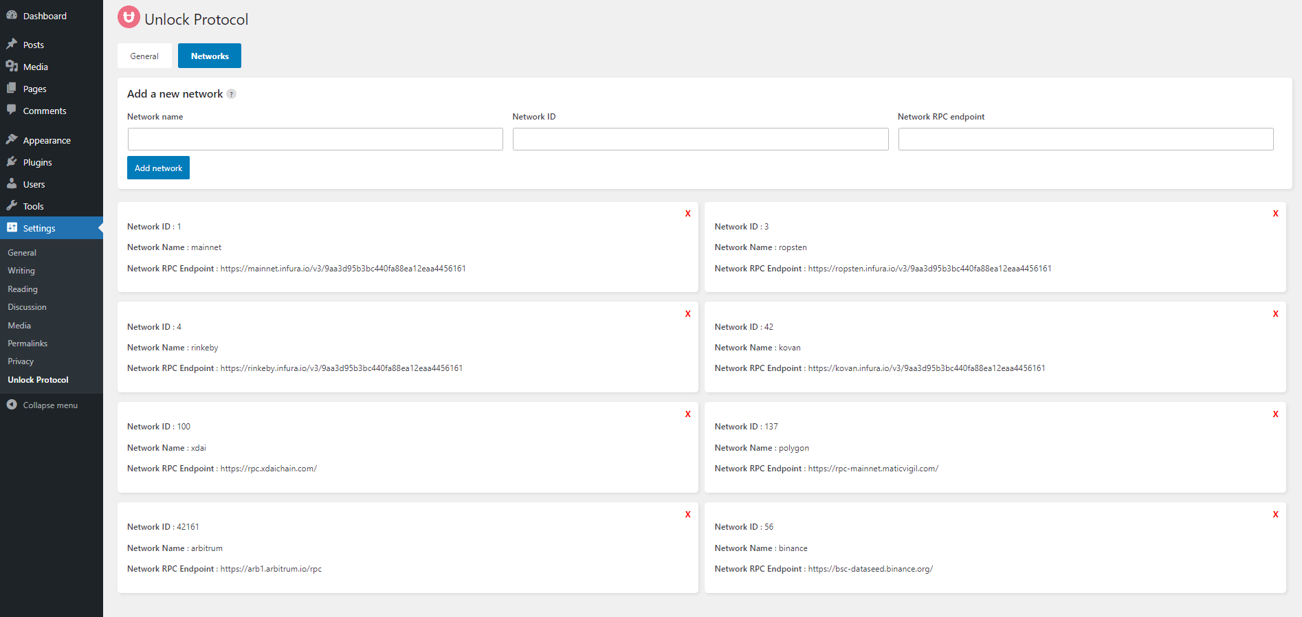 admin network config